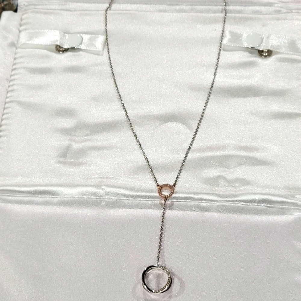 10kt rose gold, natural diamonds and sterling silver necklace
